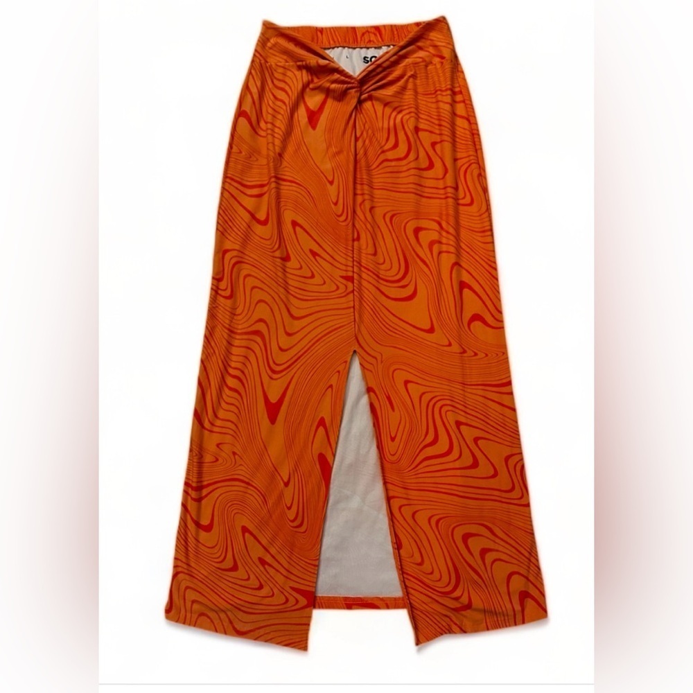 High waist maxi skirt with front split